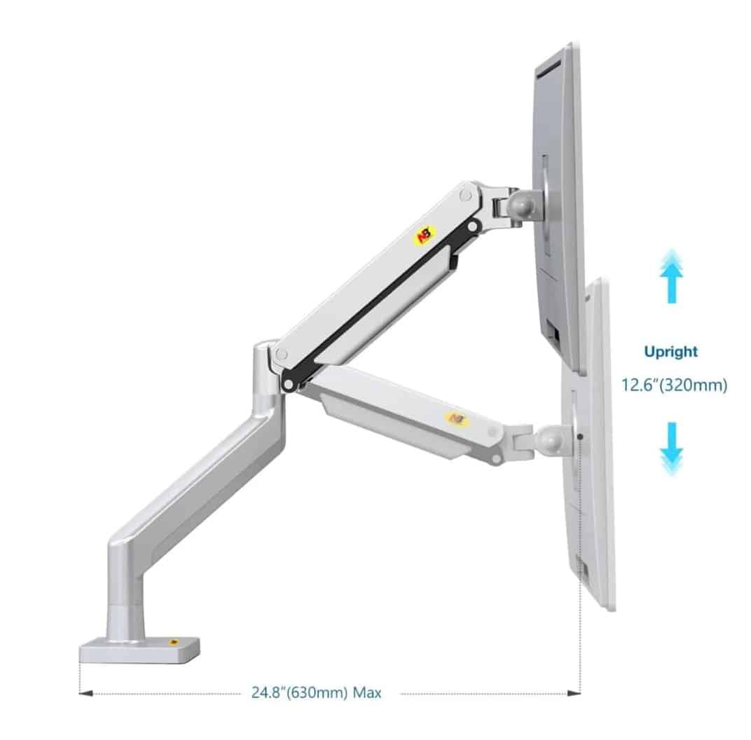 North Bayou Ultra Wide Full Motion Swivel Dual Monitor Mount for 22”-32”-Silver (G32)