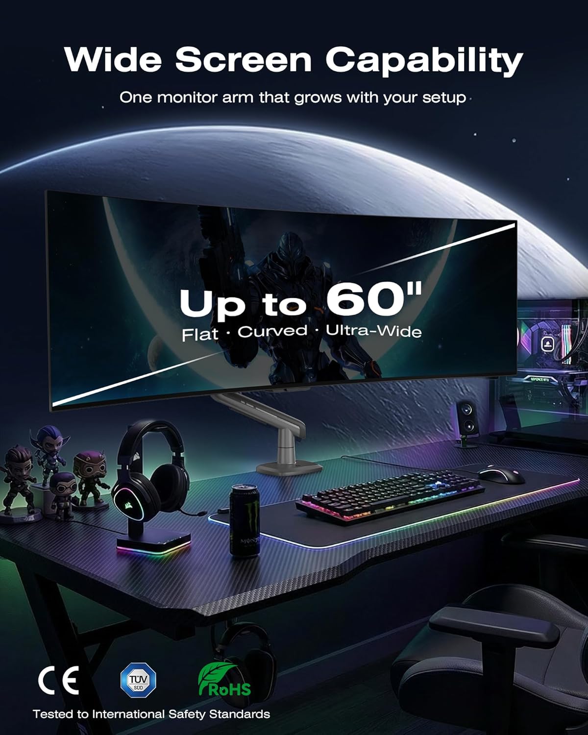 Gaming Monitor Arm for 32"-60" Screens | 20kg Capacity(F5)
