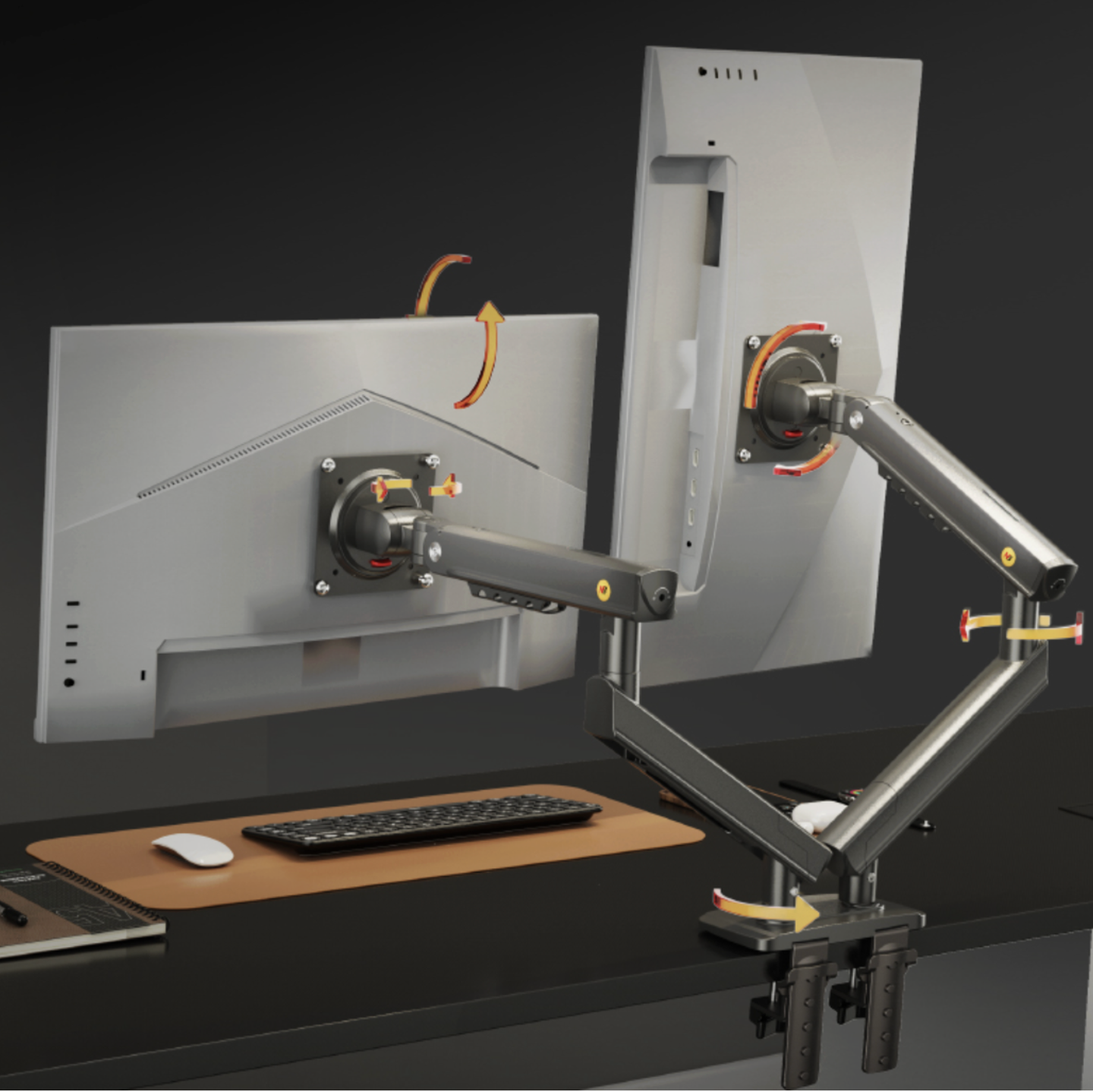 Mechanical Spring Dual Arm for 17" -32" Monitors (A5C)