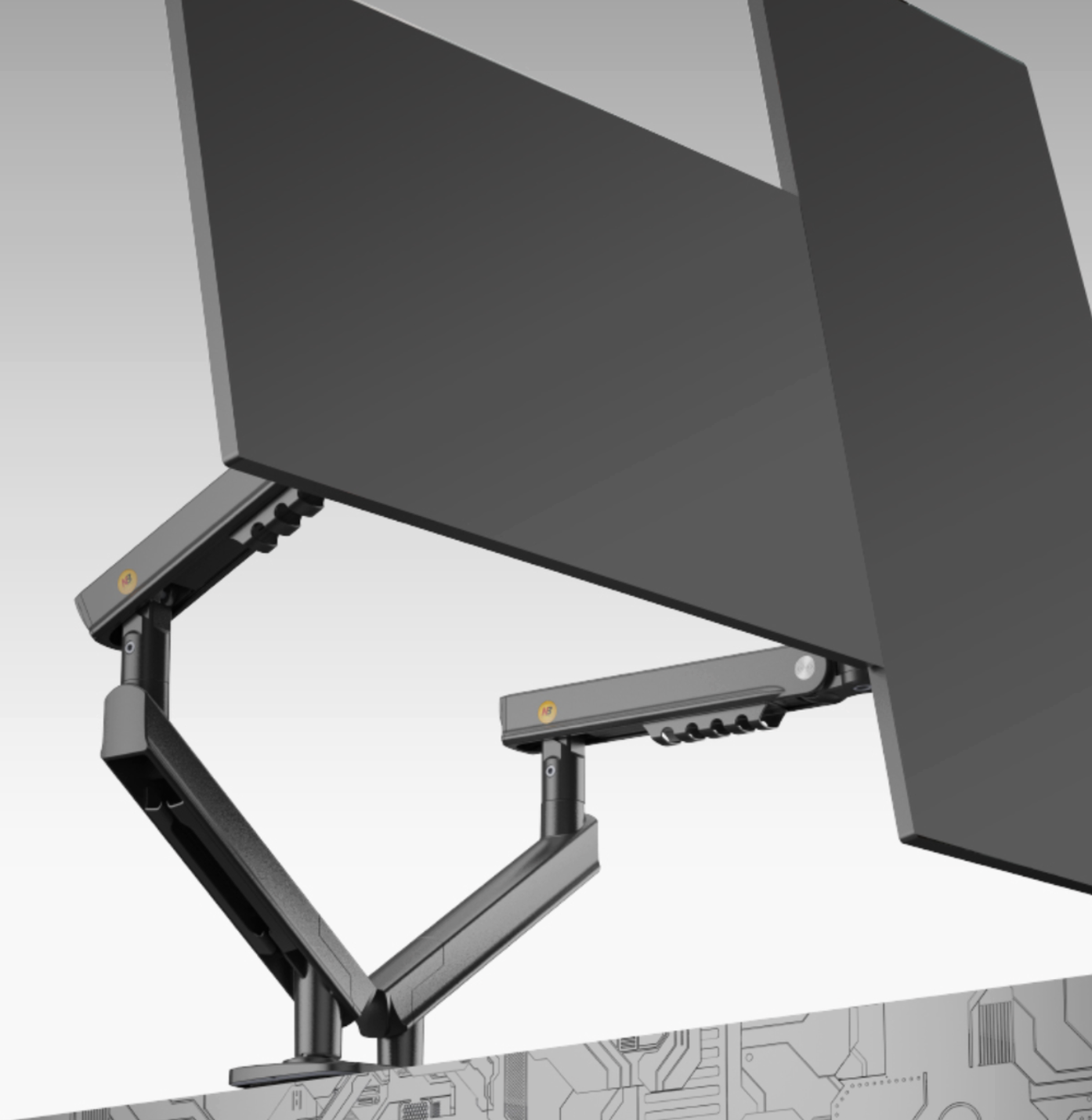 Mechanical Spring Dual Arm for 17" -32" Monitors (A5C)